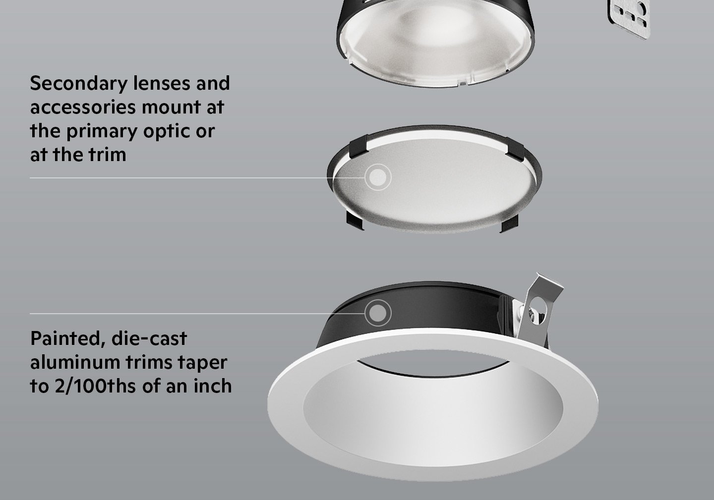 Anatomy of the Ketra D2 LED Downlight with 2 inch or 3.5 inch housing