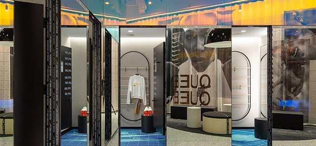 Dressing rooms at Nike store with Ketra lighting 