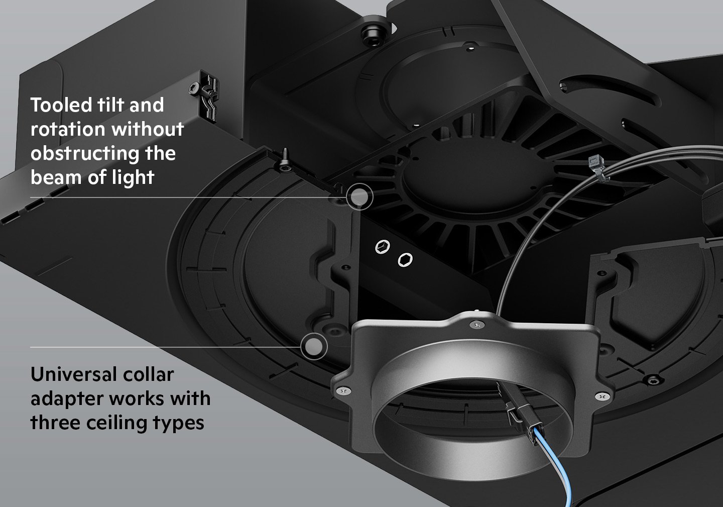 Anatomy of the Ketra D2 LED Downlight with 2 inch or 3.5 inch housing