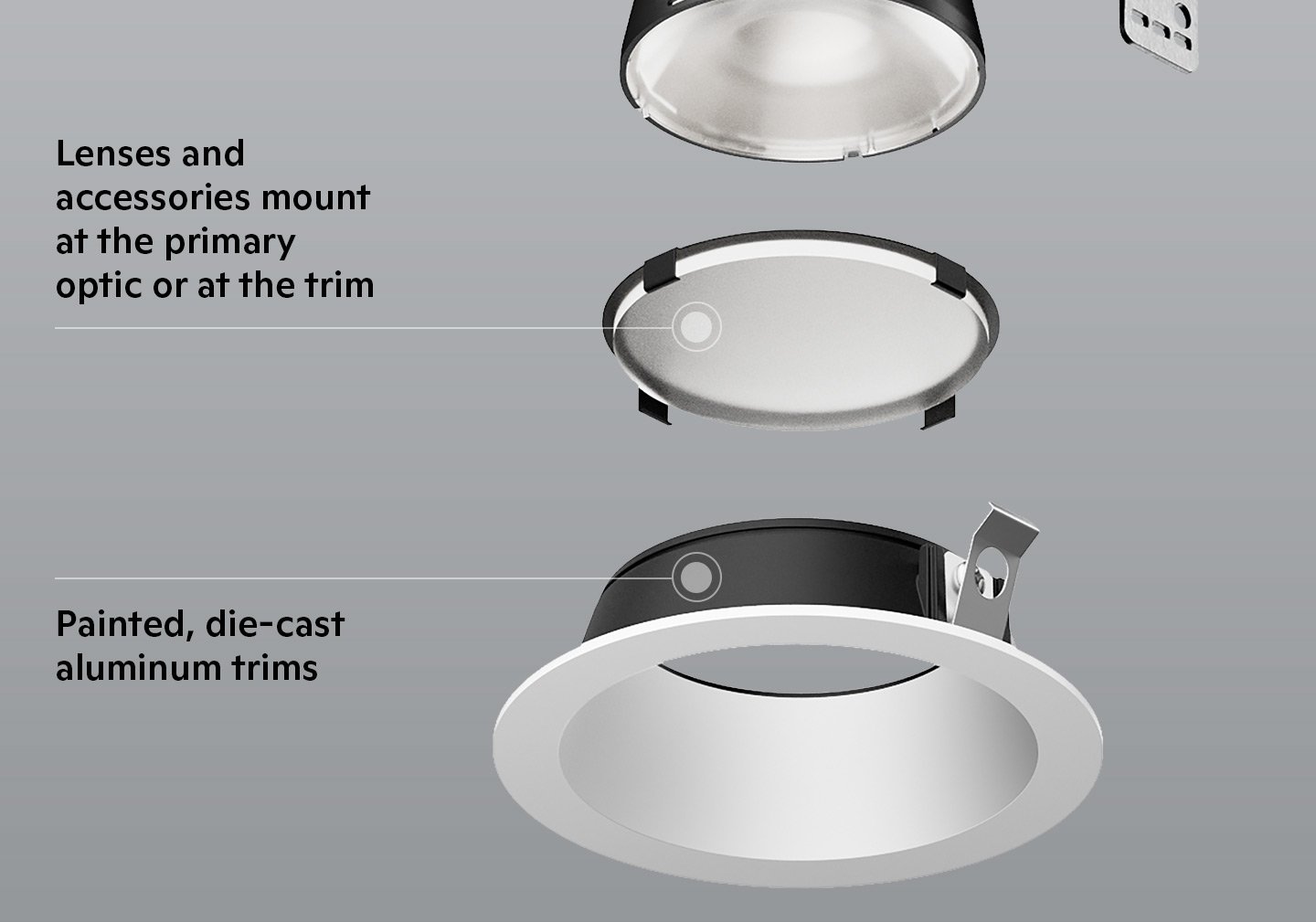 Anatomy of the Ketra D2 LED Downlight with 2 inch or 3.5 inch housing